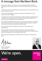 Northern Rock - message from CEO