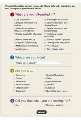 AstraZeneca feedback form