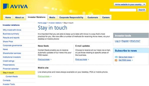 Aviva Stay In Touch Page
