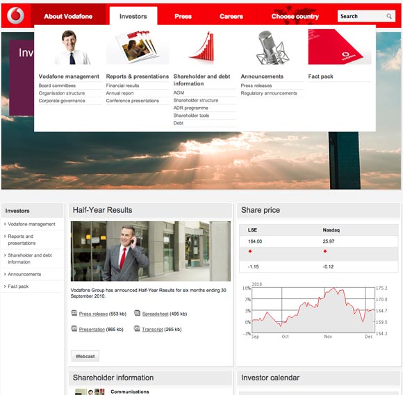 Vodafone investor page